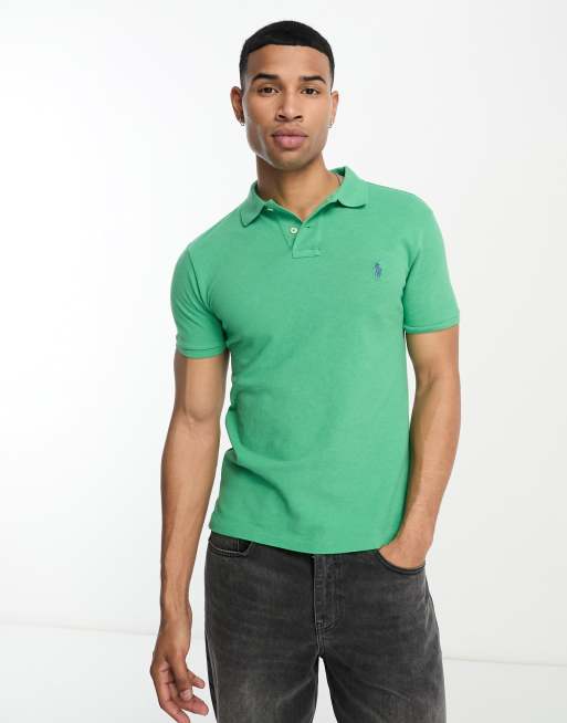 Polo Ralph Lauren icon logo slim fit pique polo in green heather