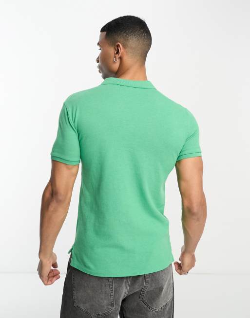 Polo Ralph Lauren icon logo slim fit pique polo in green marl