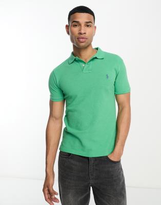 Polo Ralph Lauren Polo Ralph Lauren icon logo slim fit pique polo in green marl