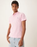 [Polo Ralph Lauren] Polo Ralph Lauren icon logo slim fit pique polo in light pink S Light Pink