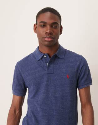 Polo Ralph Lauren Polo Ralph Lauren icon logo slim fit pique polo in navy marl