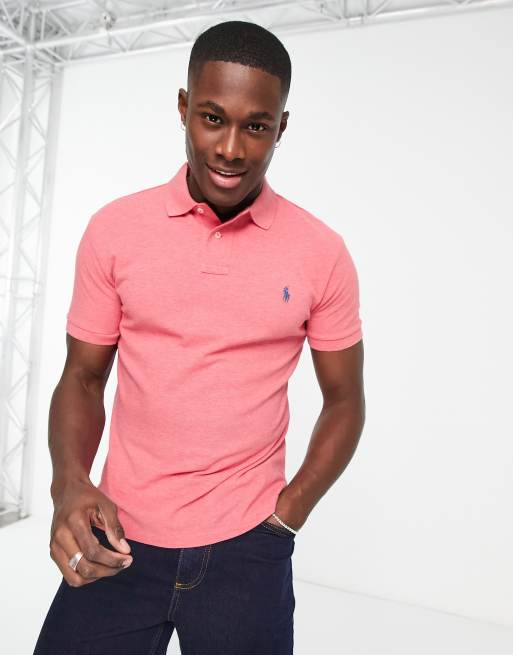 Polo Ralph Lauren icon logo slim fit pique polo in pink heather | ASOS