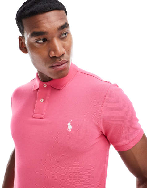 Polo Ralph Lauren icon logo slim fit pique polo in pink - view 1