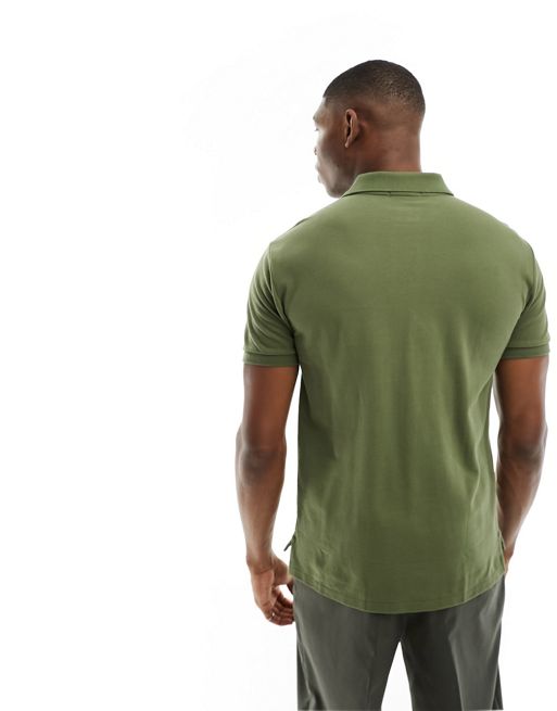 Polo Ralph Lauren Icon Logo Slim Fit Long Sleeve Pique Polo In Dark Green  Marl for Men