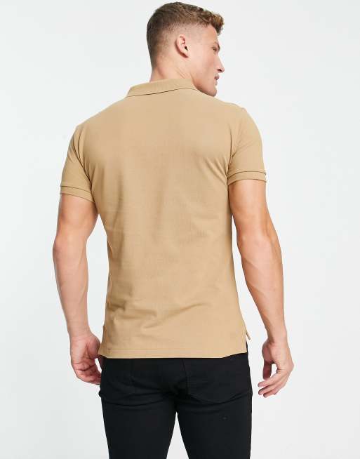 Polo Ralph Lauren icon logo pique polo slim fit in tan