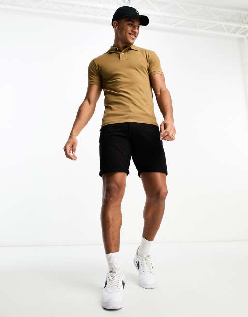 Polo Ralph Lauren icon logo slim fit pique polo in tan | ASOS