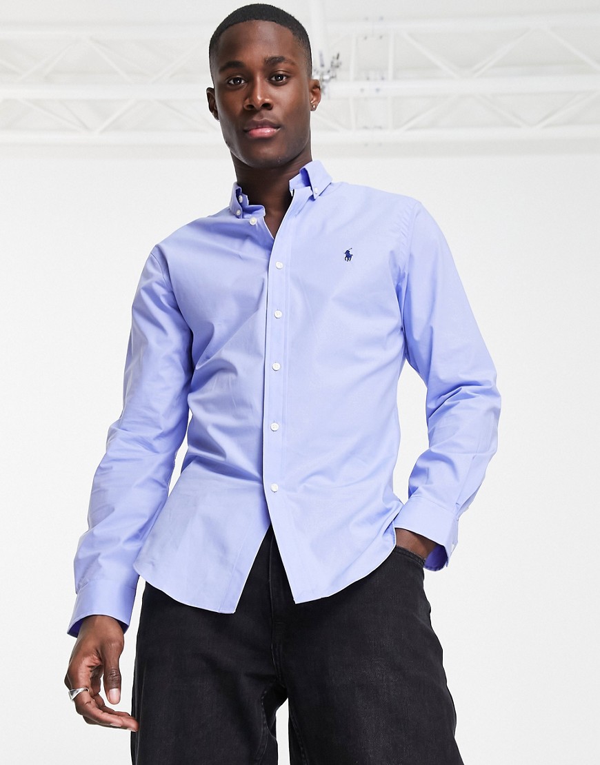 Polo Ralph Lauren icon logo slim fit poplin shirt in blue
