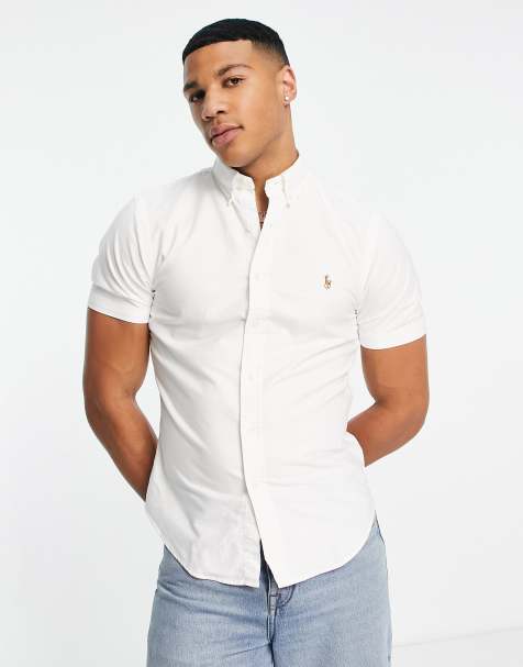 Mens white ralph lauren shirt outlet sale