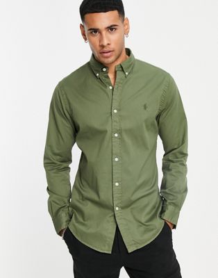 Polo Ralph Lauren icon logo slim fit twill shirt in green