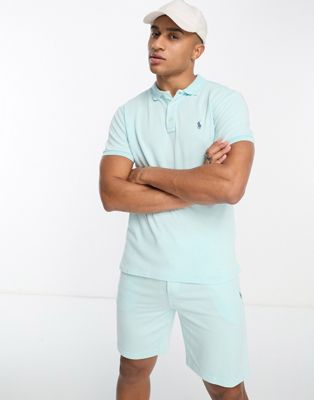 Polo Ralph Lauren icon logo spa terry polo co-ord in washed blue