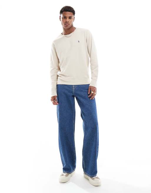 Polo Ralph Lauren icon logo spa terry sweatshirt in stone, 2 of 4