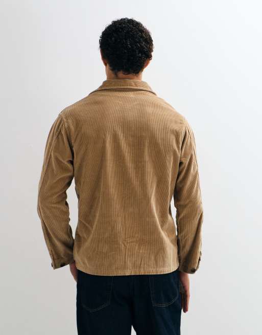 Polo Ralph Lauren icon logo sport corduroy shacket in beige, 5 of 5
