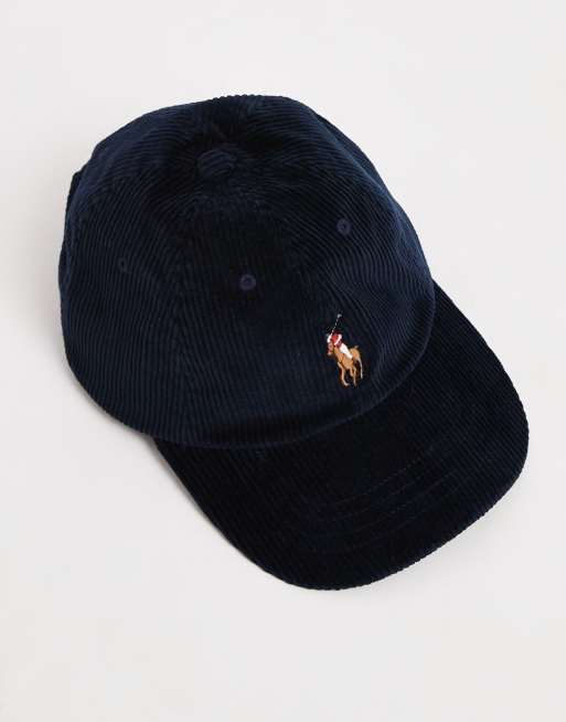 Polo Ralph Lauren icon logo stretch cord baseball cap in navy, 2 of 3