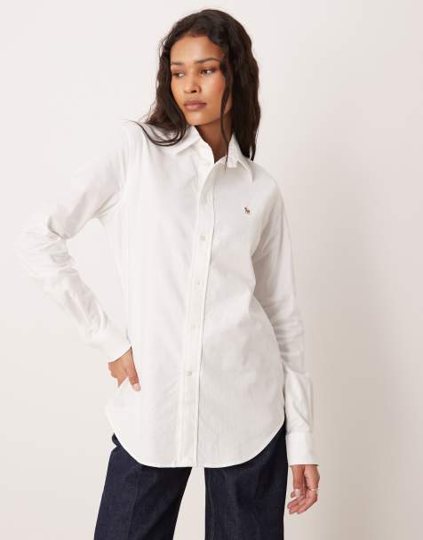 Polo Ralph Lauren icon logo stretch oxford shirt in white - view 1