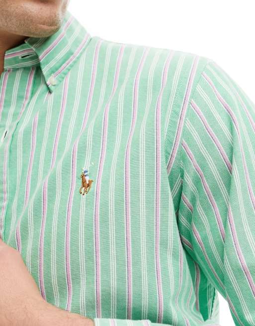 NEW Polo Ralph Lauren Womens Striped Oxford Shirt! Pink Blue Green