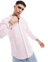 ASOS DESIGN regular seersucker shirt in burgundy