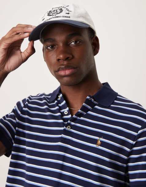Polo Ralph Lauren icon logo stripe pima cotton polo in navy multi - view 1