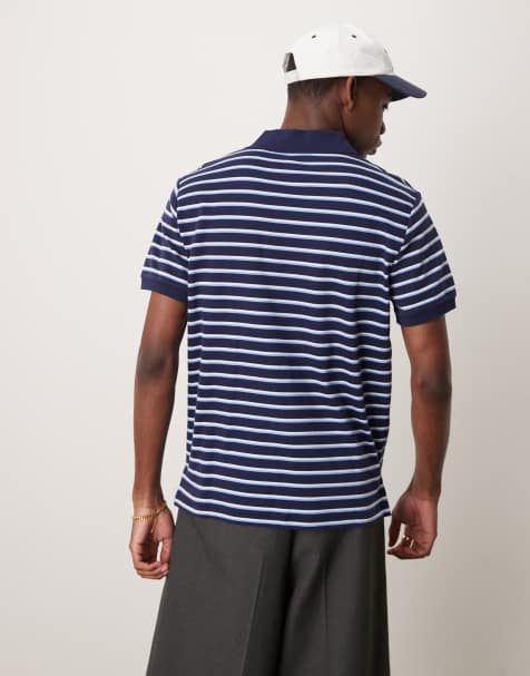 Polo Ralph Lauren icon logo stripe pima cotton polo in navy multi - view 1
