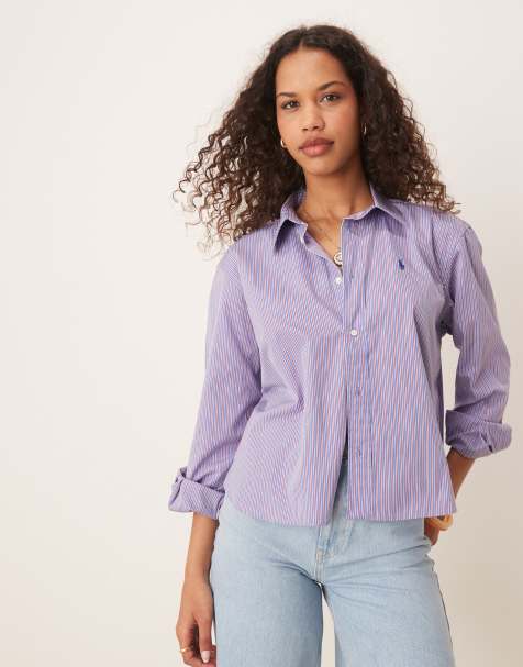 Polo Ralph Lauren icon logo stripe shirt in blue and red - view 1