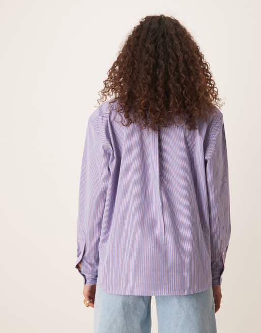 Polo Ralph Lauren icon logo stripe shirt in blue and red, 4 of 4