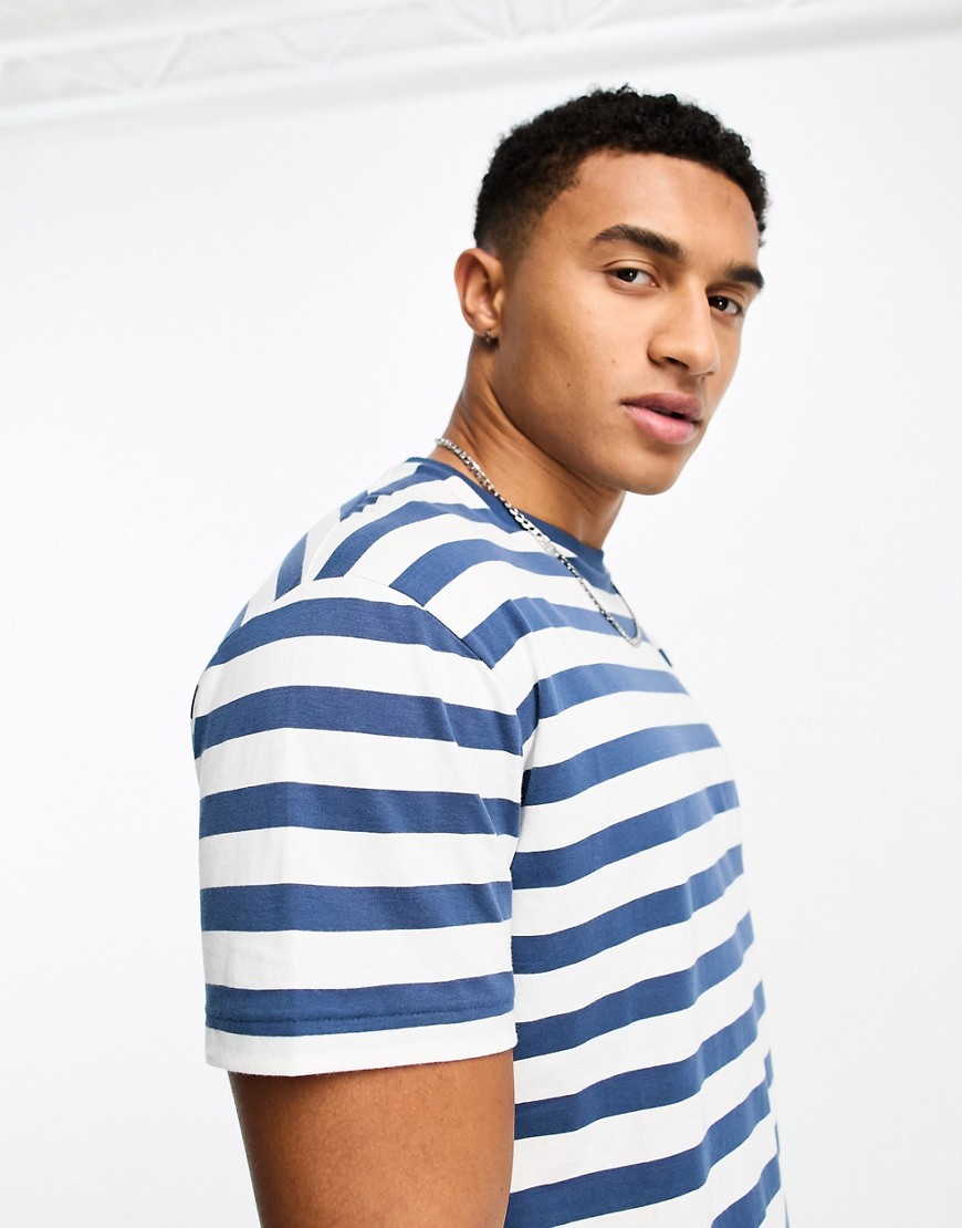 Polo Ralph Lauren icon logo stripe spa jersey t-shirt classic fit in blue/cream