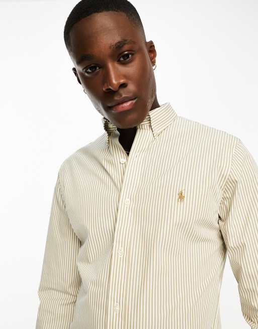 Polo ralph lauren slim fit hot sale striped poplin shirt