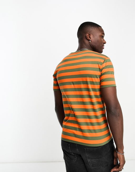 Polo Ralph Lauren icon logo stripe t shirt custom fit in orange