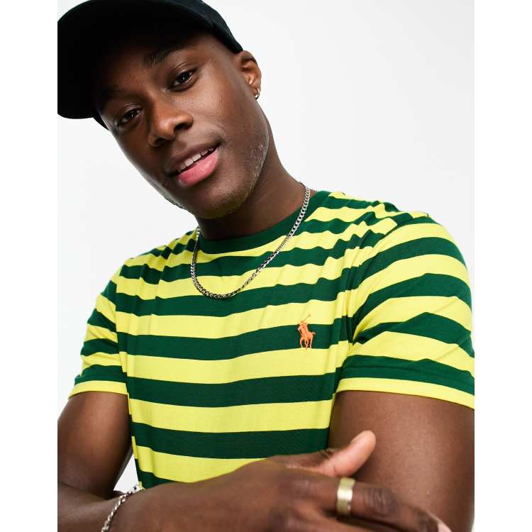 Green and yellow striped sales shirt