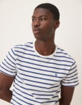 [Polo Ralph Lauren] Polo Ralph Lauren icon logo stripe t-shirt in white/blue S White/blue