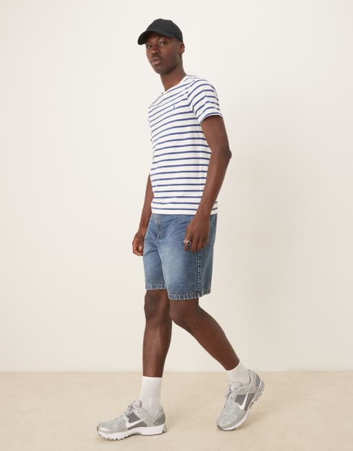 Polo Ralph Lauren icon logo stripe t-shirt in white/blue, 2 of 4
