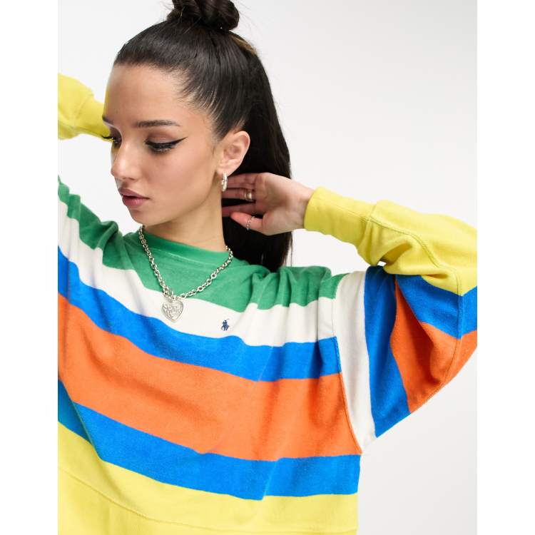 Polo Ralph Lauren icon logo stripe terry sweatshirt boxy fit in multi  co-ord | ASOS