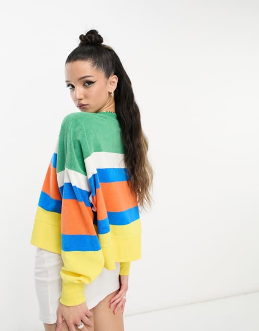 Champion rainbow stripe cropped sweatshirt sale