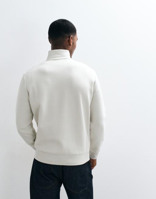 Polo Ralph Lauren Icon-Logo Sweatshirt aus Double-Knit-Jersey mit Viertelreißverschluss in Hellgrau, 3 von 5