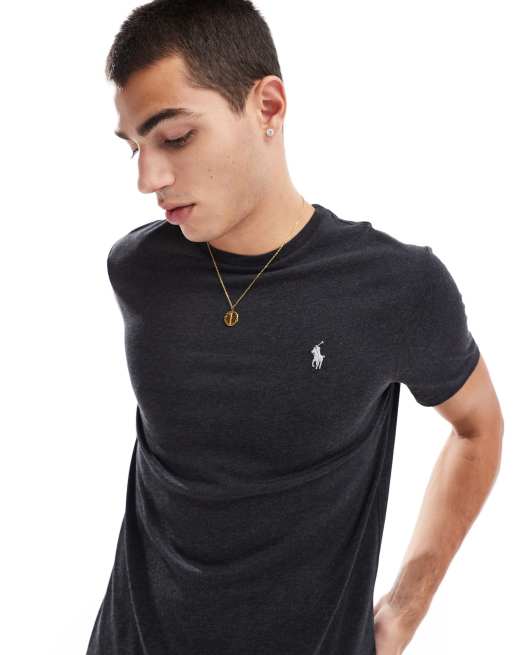 Polo Ralph Lauren icon logo t-shirt custom fit in black marl | ASOS