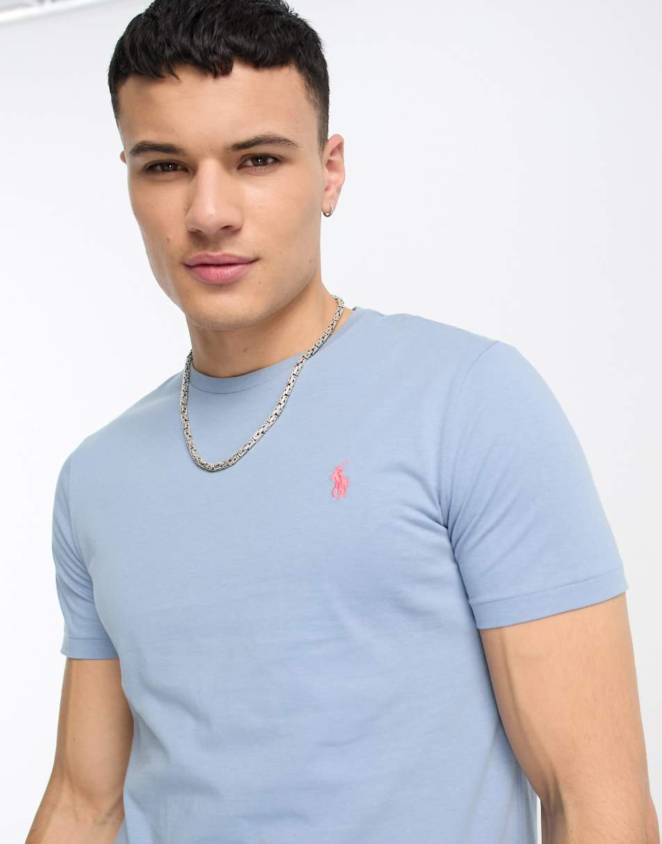 Polo Ralph Lauren icon logo t-shirt custom fit in light blue