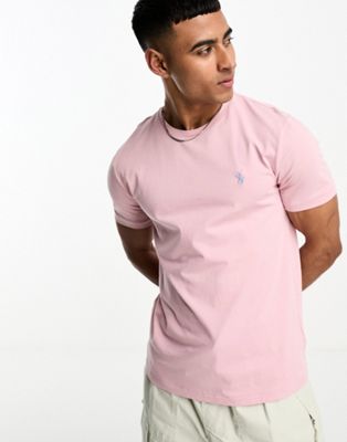 Polo Ralph Lauren icon logo t-shirt custom fit in light pink