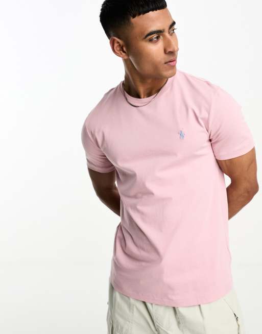 Polo RL Masculina Custom Fit Rosa Claro - Ralph Lauren - Outlet4U