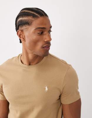 Polo Ralph Lauren icon logo t-shirt custom fit in tan-Brown