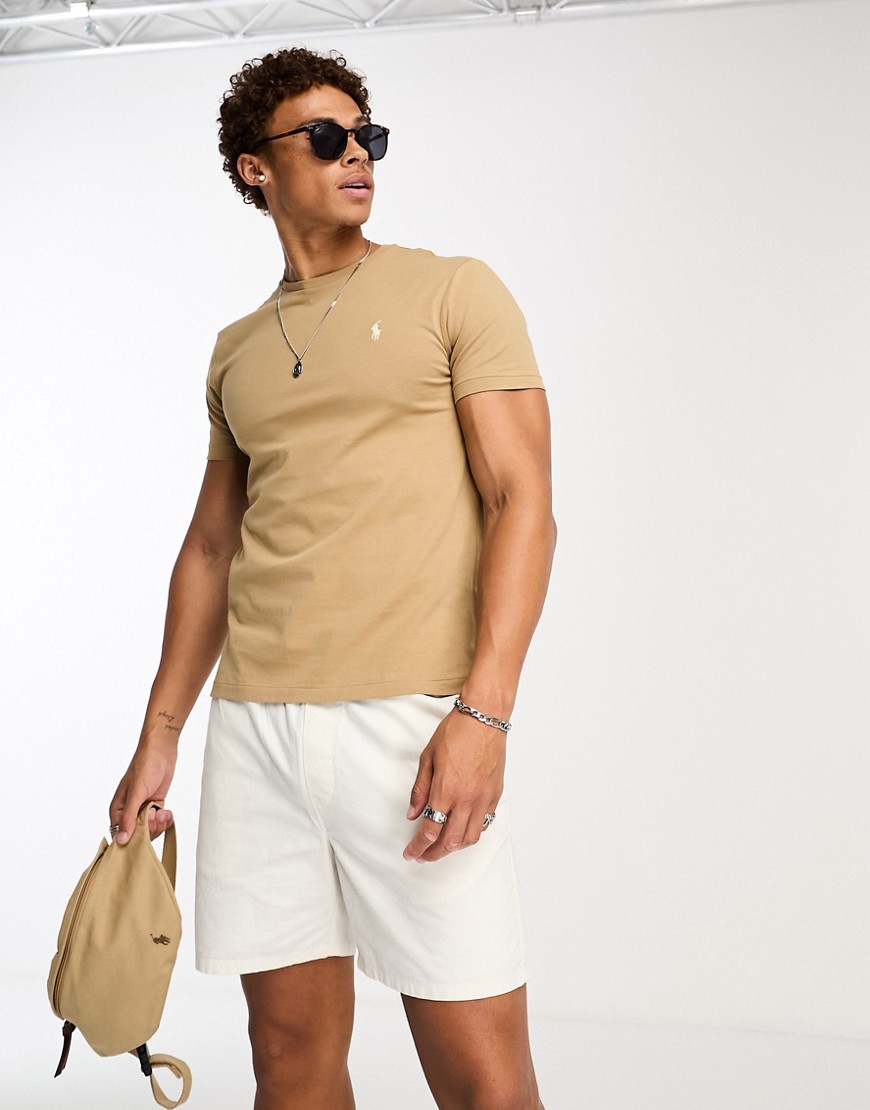 Polo Ralph Lauren icon logo t-shirt custom fit in tan-Brown