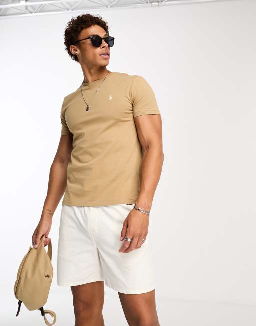 Polo Ralph Lauren icon logo t-shirt custom fit in tan