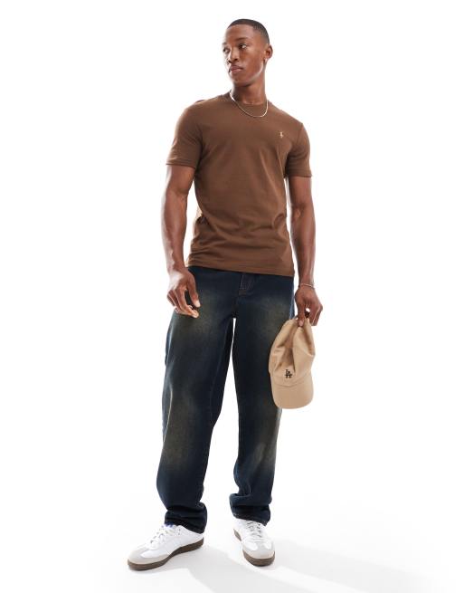 Polo Ralph Lauren icon logo t-shirt in brown, 3 of 4