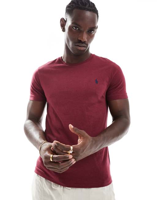 Polo Ralph Lauren icon logo t shirt in burgundy heather ASOS