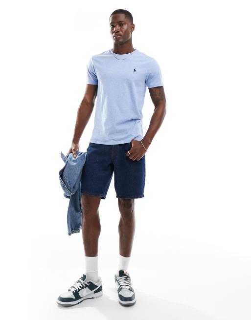 Polo Ralph Lauren icon logo t-shirt in light blue marl, 2 of 4