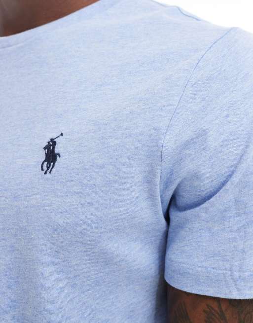Polo Ralph Lauren icon logo t-shirt in light blue marl, 4 of 4