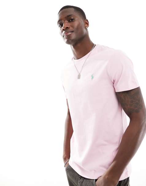 Pale pink men’s T-shirt with lettering in the center