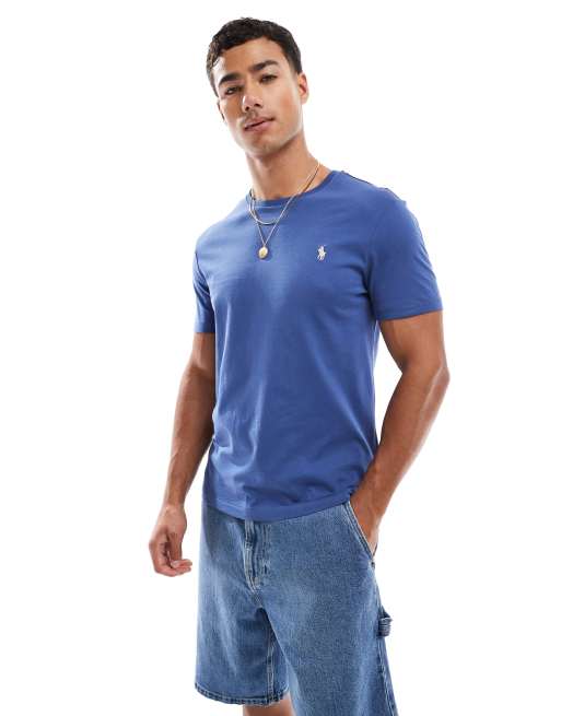 Polo Ralph Lauren icon logo t-shirt in mid blue, 3 of 4