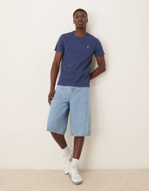Polo Ralph Lauren icon logo t-shirt in washed navy, 3 of 4