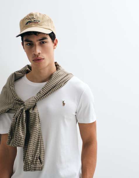 Polo Ralph Lauren icon logo T-shirt met korte mouwen, custom slim, van pima in wit - view 1