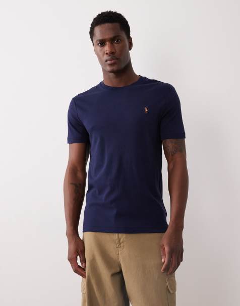 Polo Ralph Lauren icon logo T-shirt met korte mouwen en custom slim fit van pima in navy - view 1