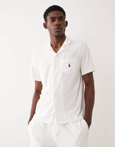 Polo Ralph Lauren icon logo terry cloth short sleeve shirt in white (part of a set) - view 1